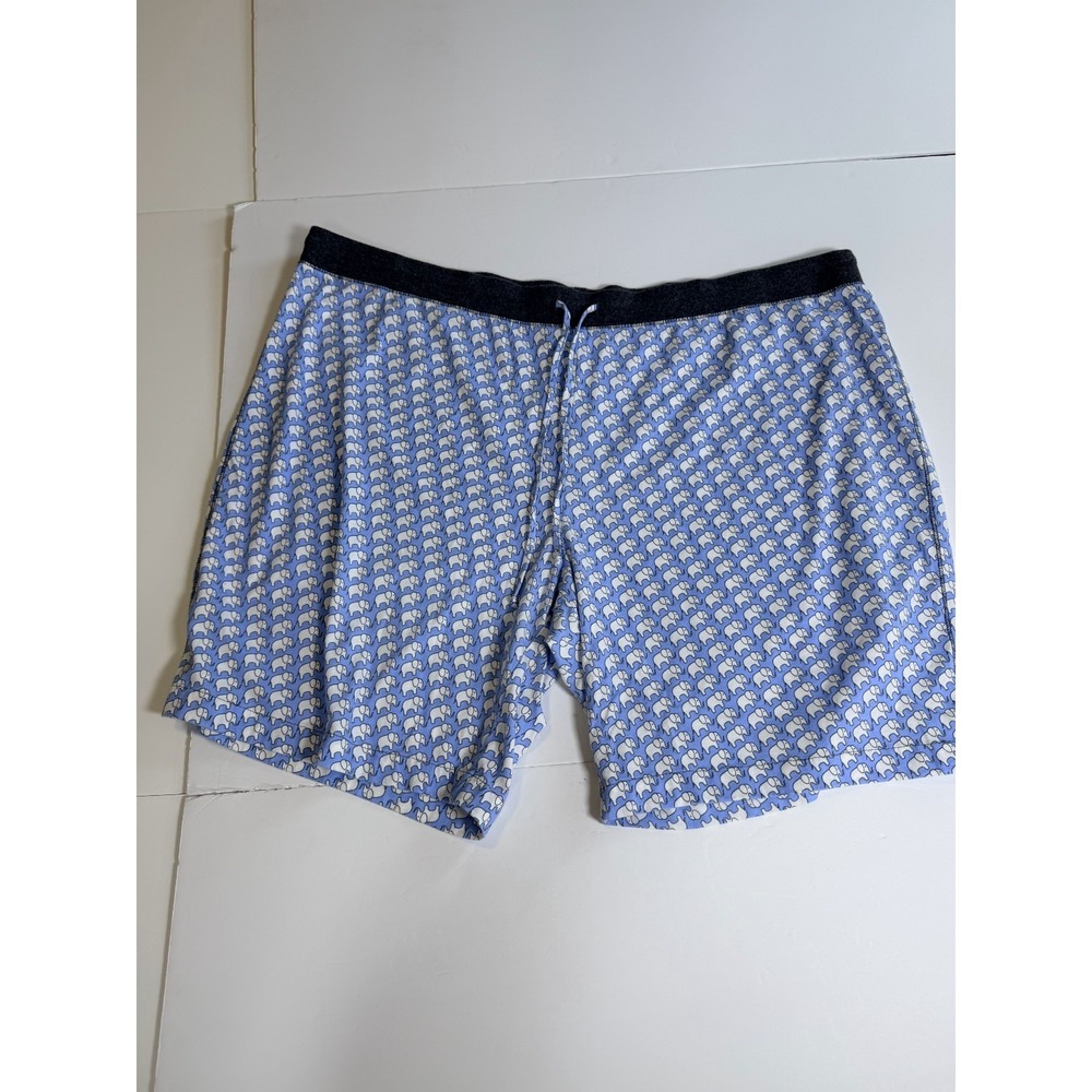Coral Bay Swim Shorts Womens 3X Blue Elephant Print Cotton Surfing Beach Wear